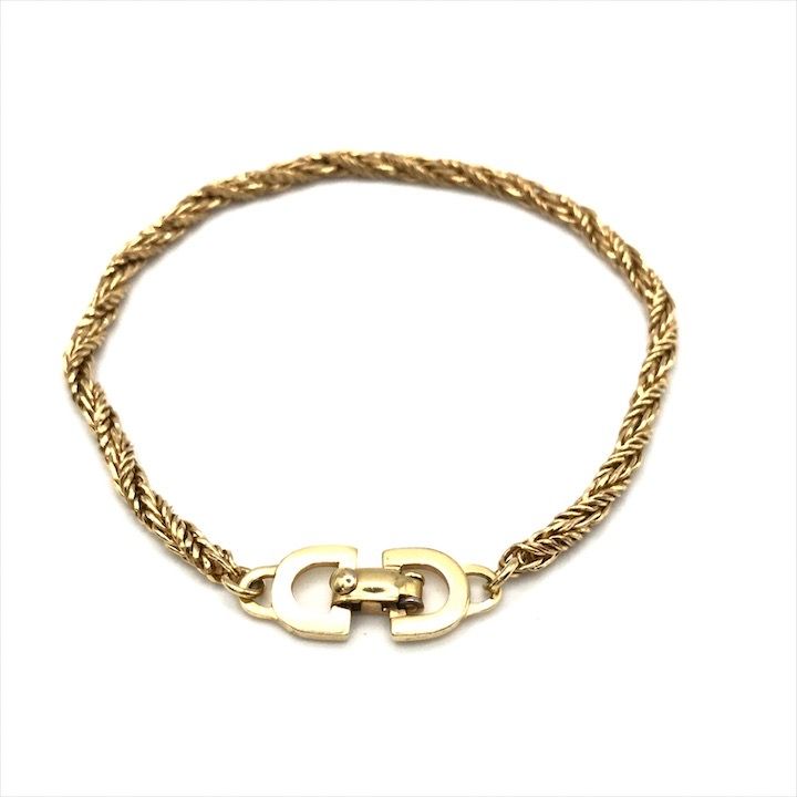 美品 Christian Dior ディオール ロープ チェーン CD ロゴ プレート