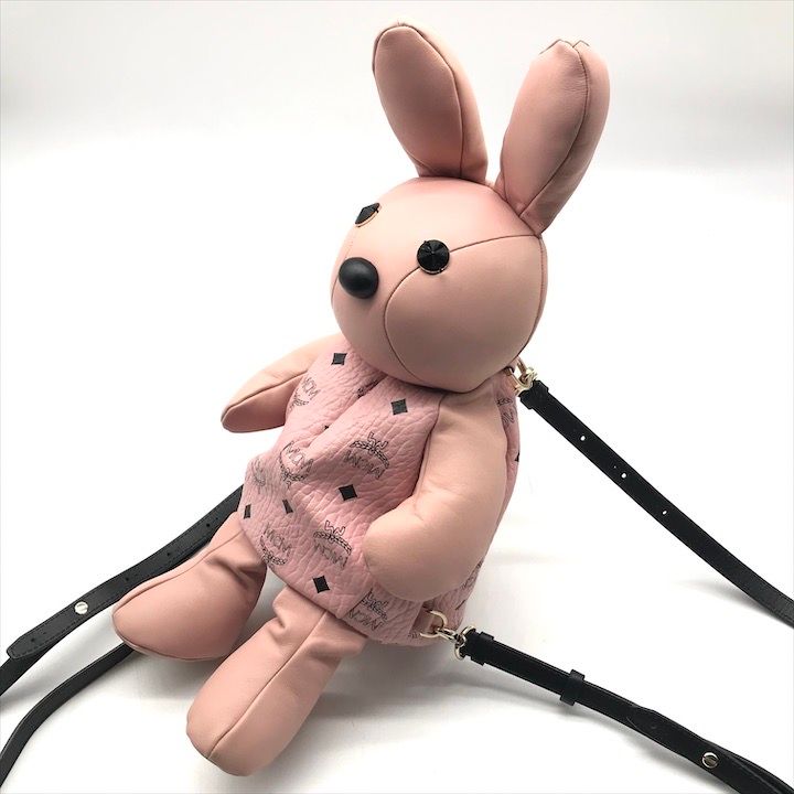 美品 MCM エムシーエム モノグラム レザー ラビット ウサギ リュック 