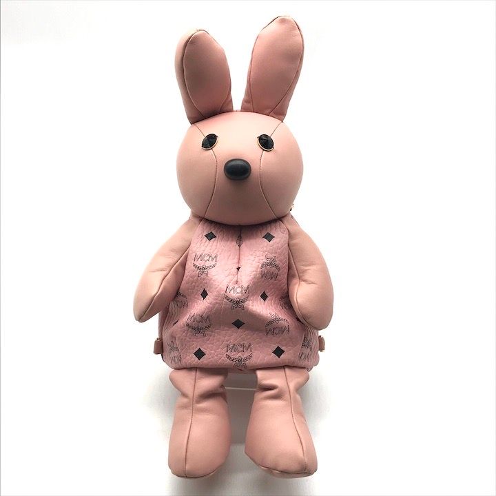 美品 MCM エムシーエム モノグラム レザー ラビット ウサギ リュック 