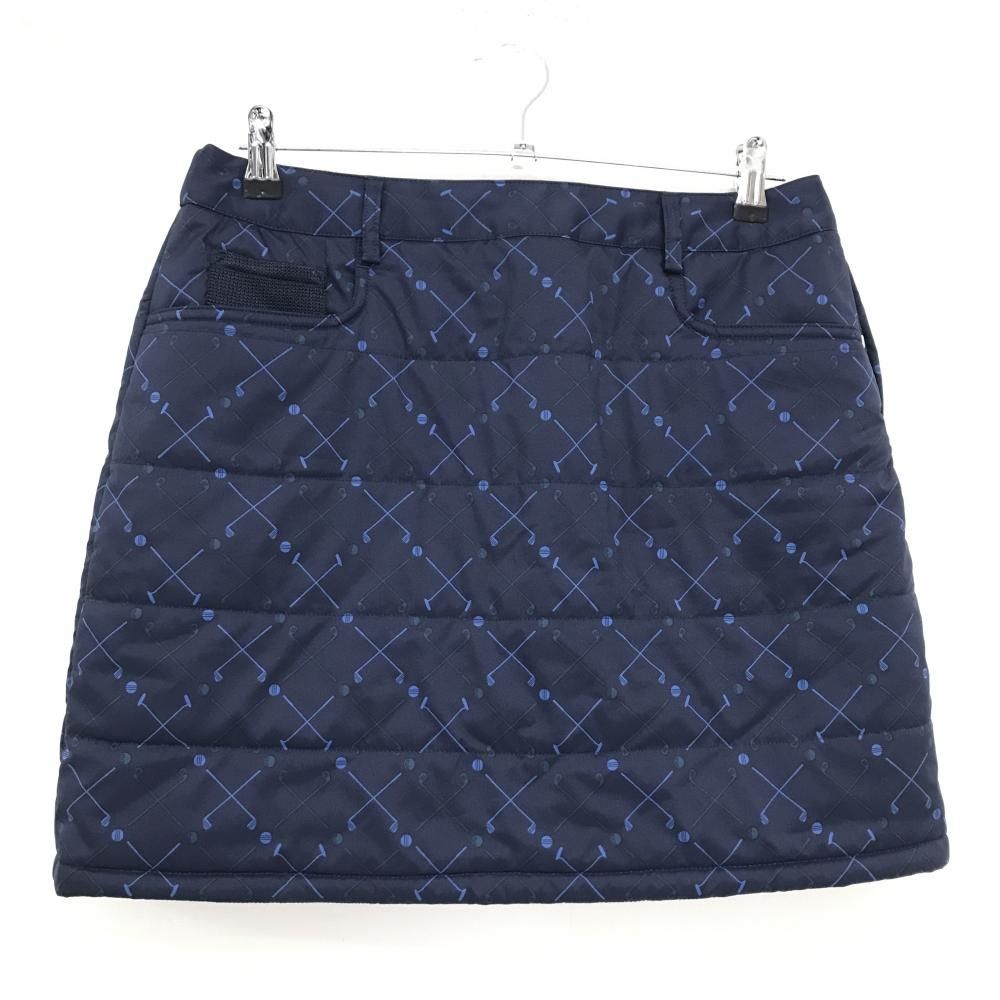 超美品】アディダス 中綿スカート ネイビー×ブルー ゴルフクラブ柄