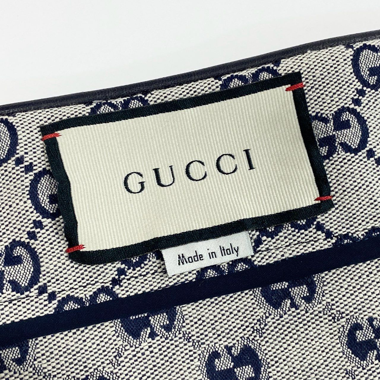 44a15 GUCCI グッチ レザーパイピング ジャガード GGキャンバス A