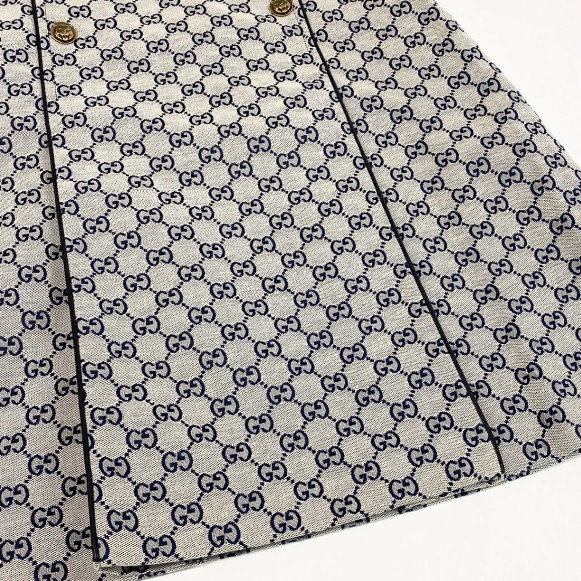 44a15 GUCCI グッチ レザーパイピング ジャガード GGキャンバス A