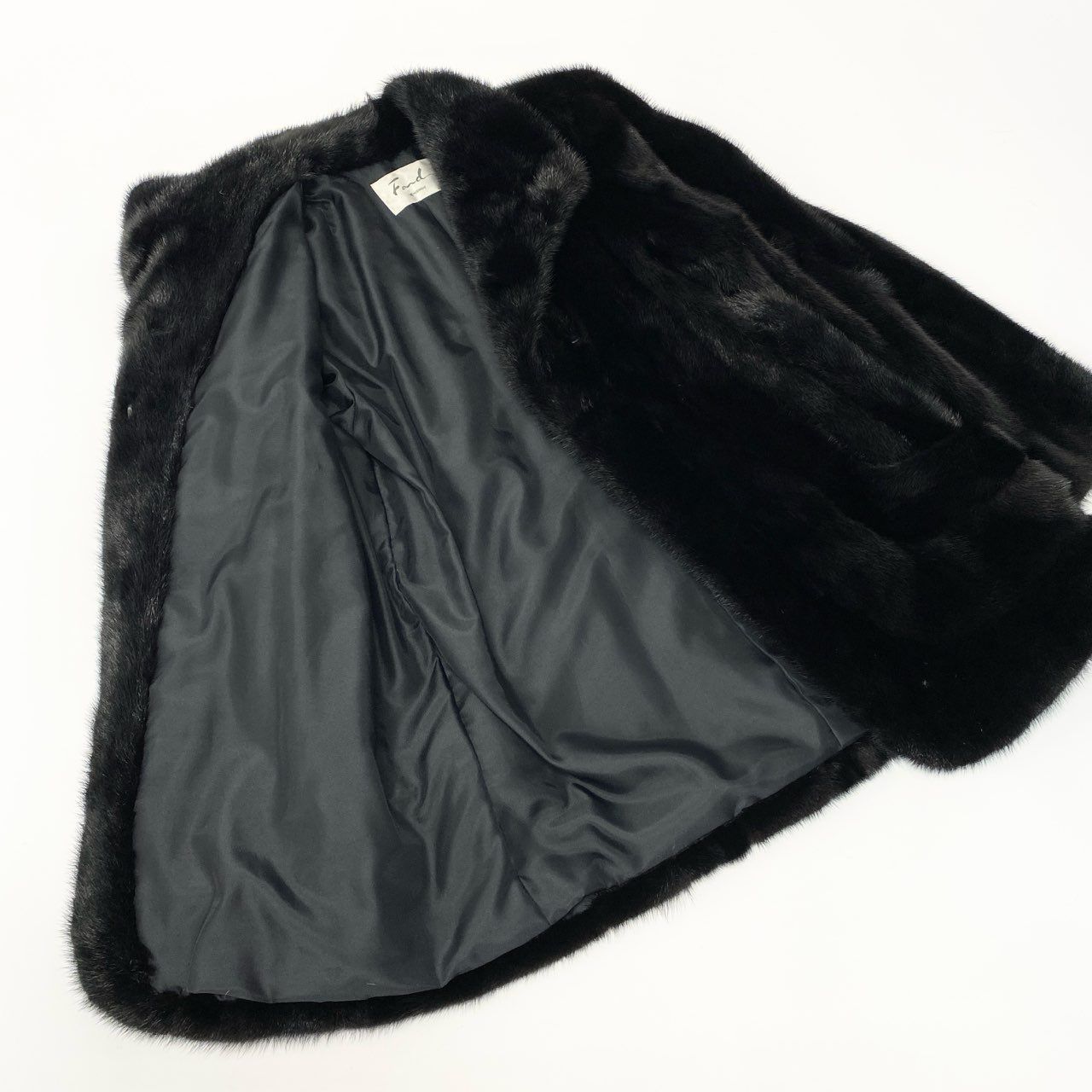 44a15 希少デザイン ダークミンク ロングコート サイズ9～11 ブラック