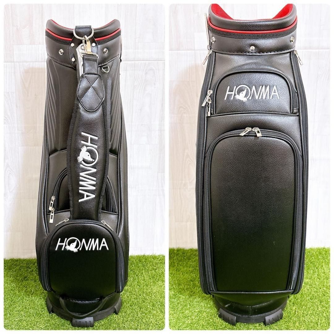 美品 HONMA ホンマ キャディバッグ 合皮 PUレザー 本間 ゴルフバッグ