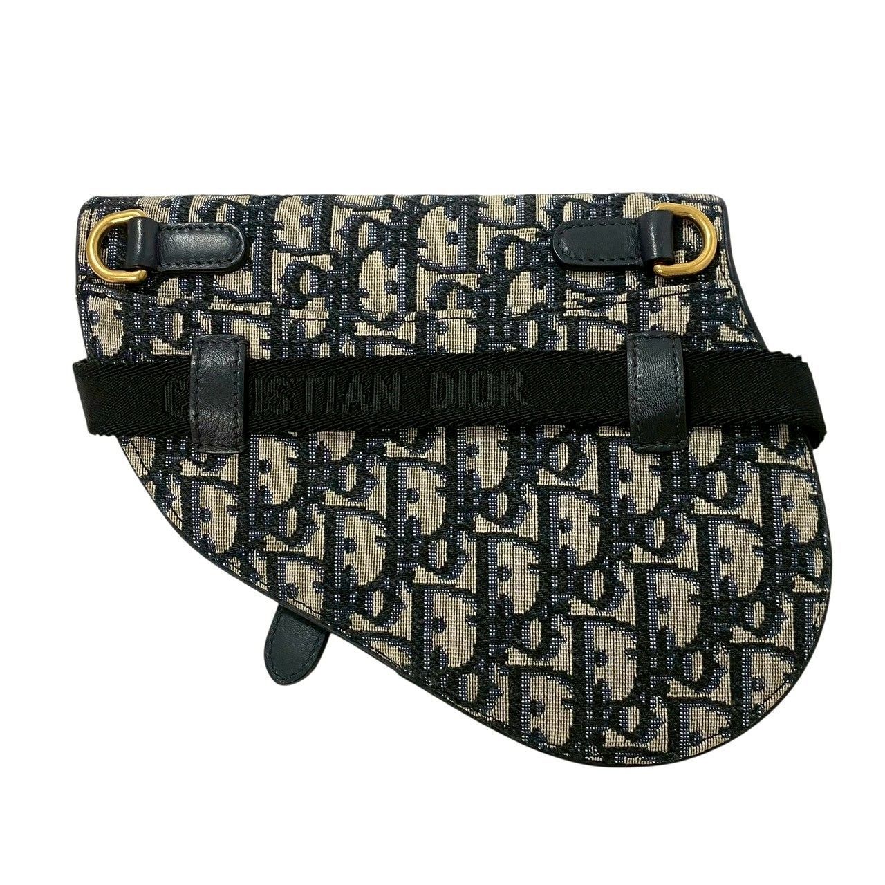 Dior】オブリーク サドル ウエストポーチ キャンバス ネイビー CDロゴ