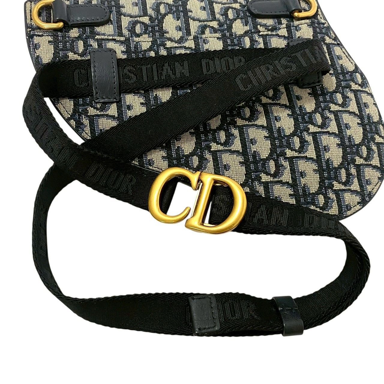 Dior】オブリーク サドル ウエストポーチ キャンバス ネイビー CDロゴ