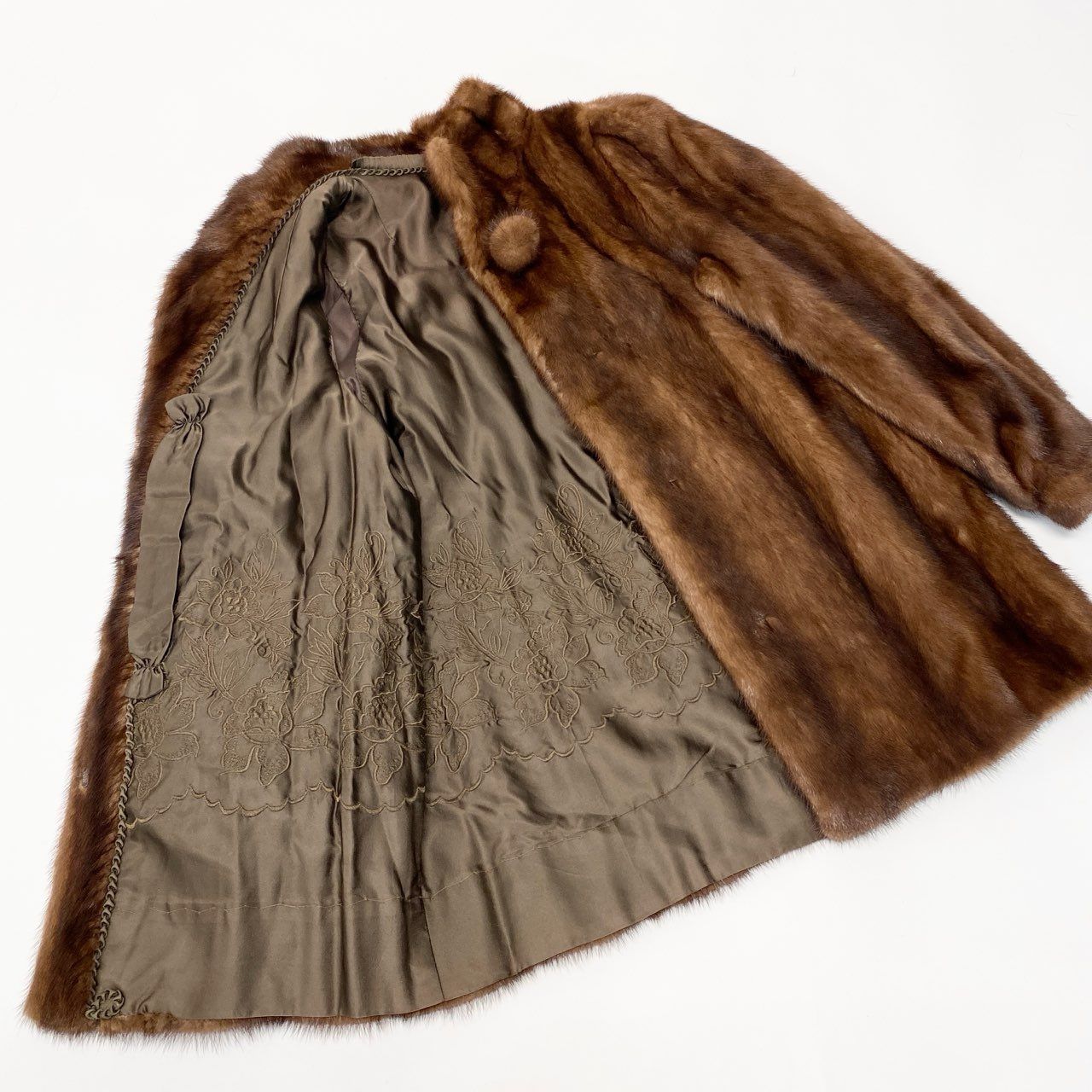 45a15 デミバフミンク ファーコート サイズ11 ブラウン 本毛皮 Mink