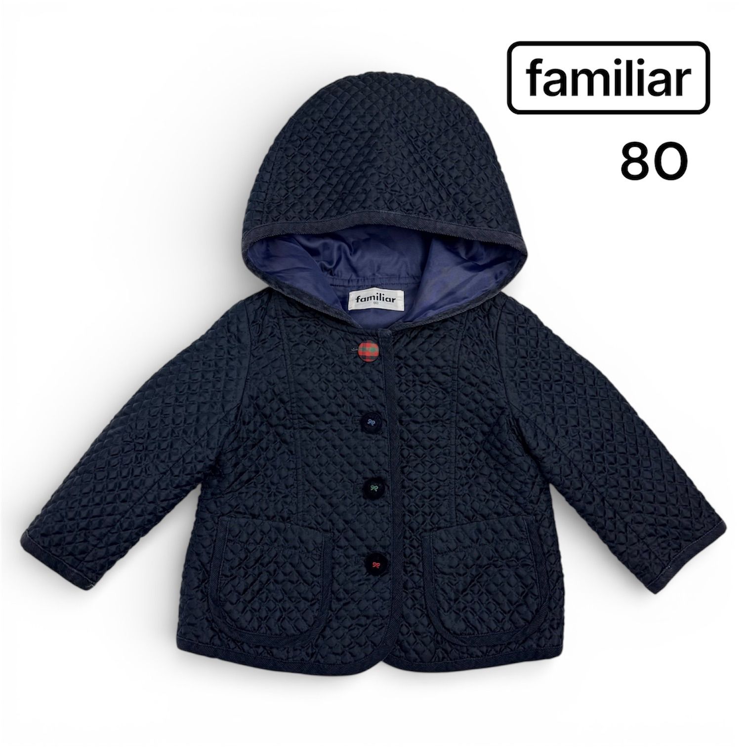 familiar ファミリア〉キルトジャケット フード ブルゾン 80 コート