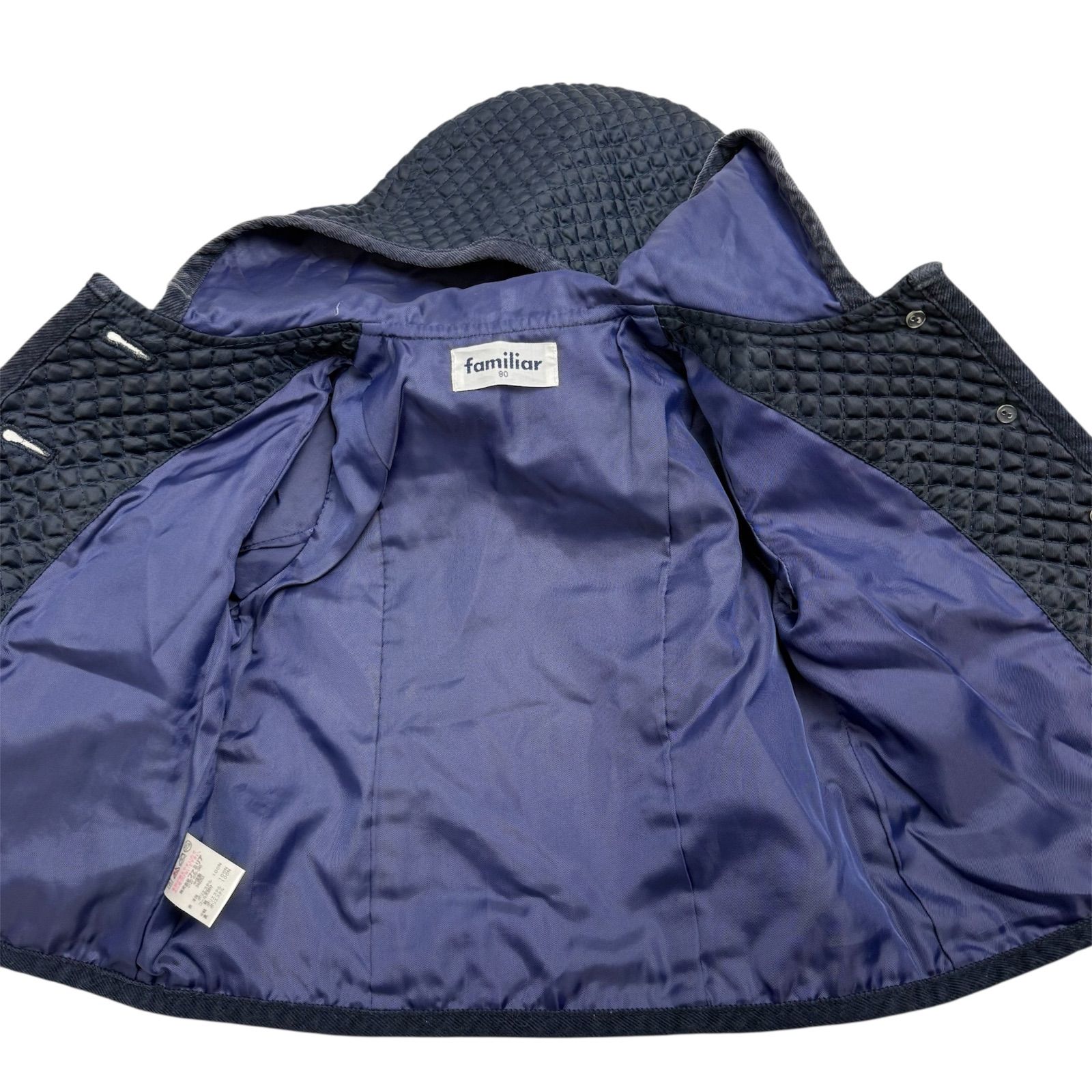 familiar ファミリア〉キルトジャケット フード ブルゾン 80 コート