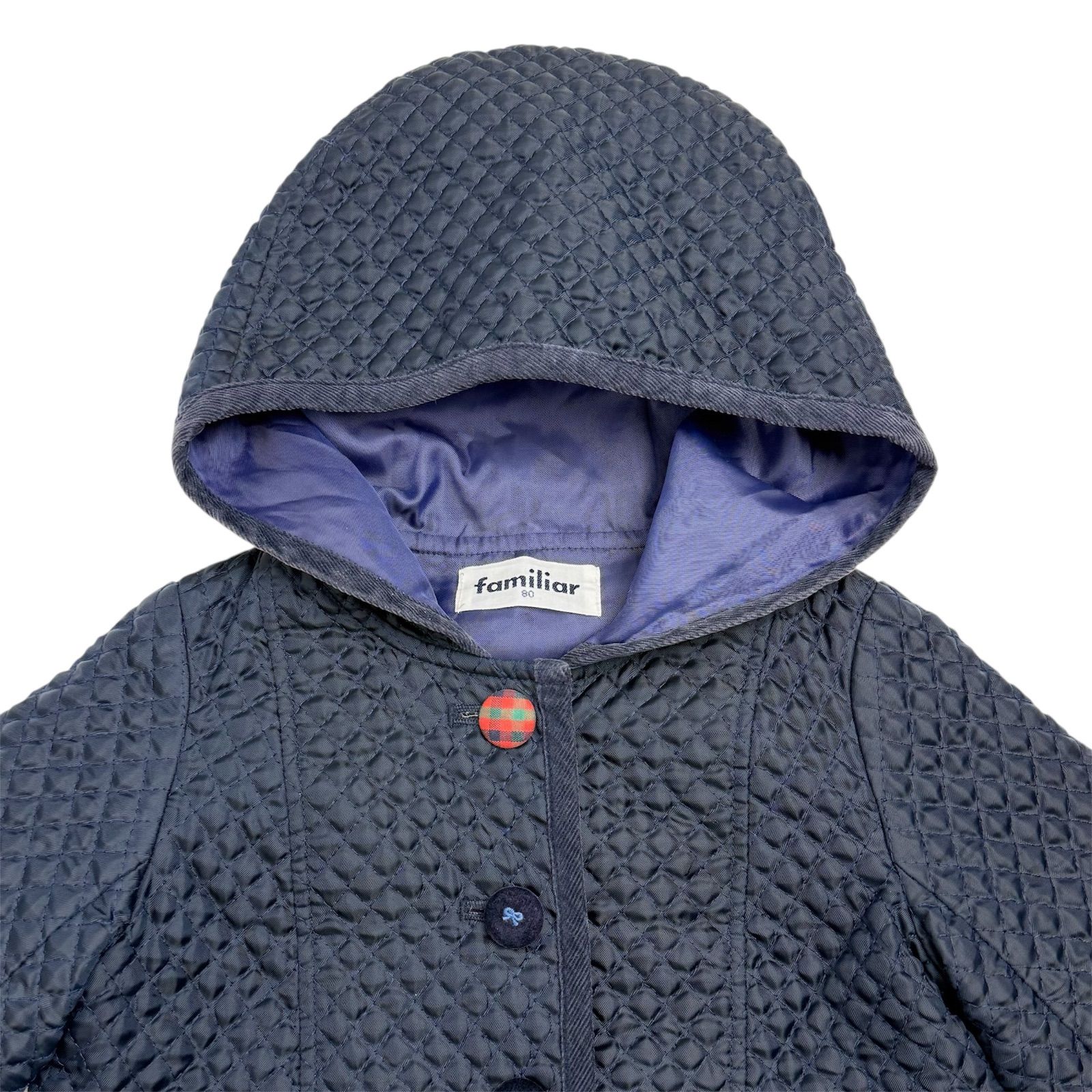 familiar ファミリア〉キルトジャケット フード ブルゾン 80 コート