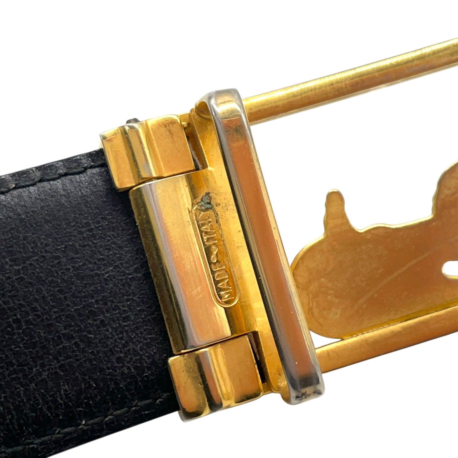 セリーヌ CELINE ベルト 馬車金具 ヴィンテージ レザー ブラック 黒