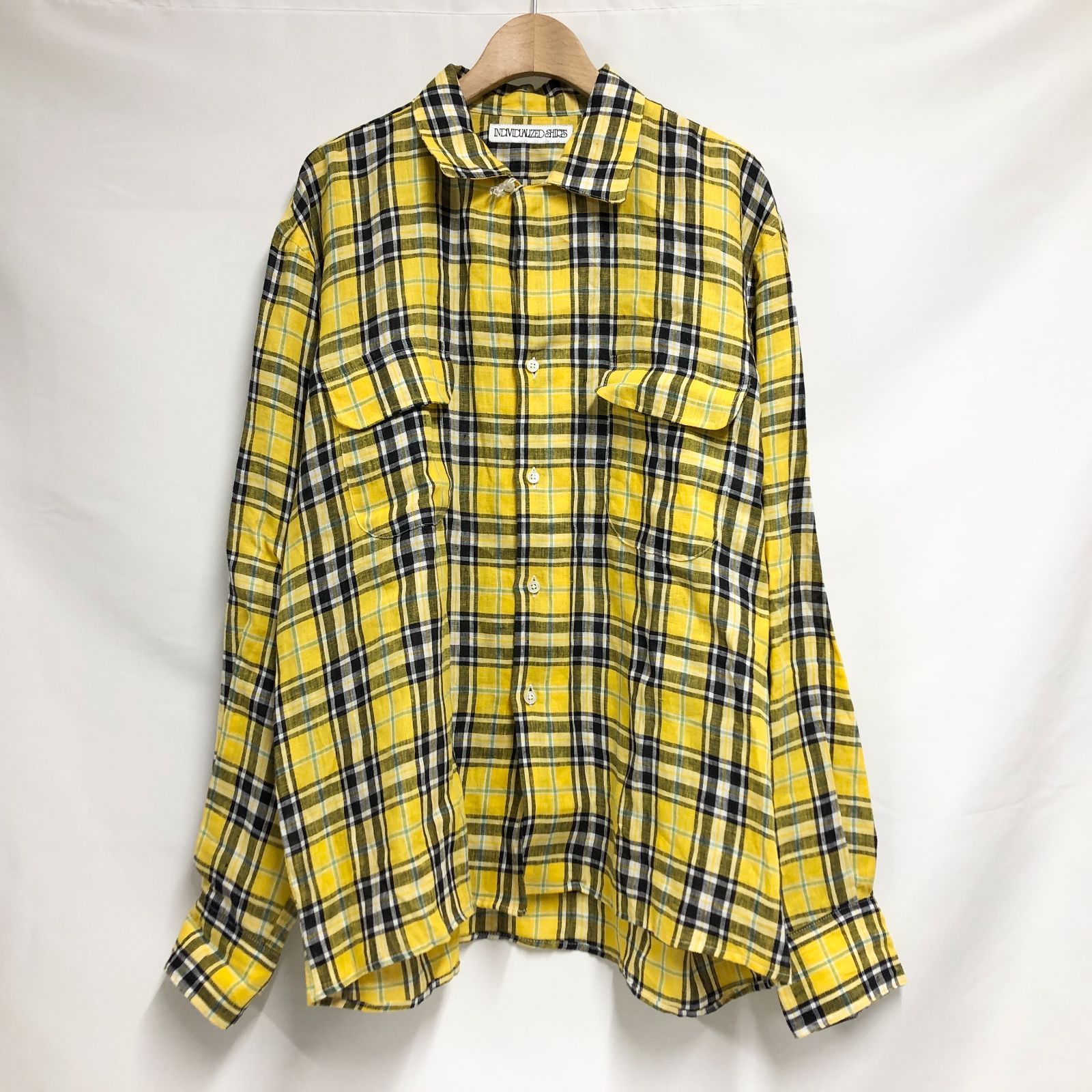 新品未使用　INDIVIDUALIZED SHIRTS（インディビジュアライズドシャツ）　チェック柄シャツ　L　イエロー