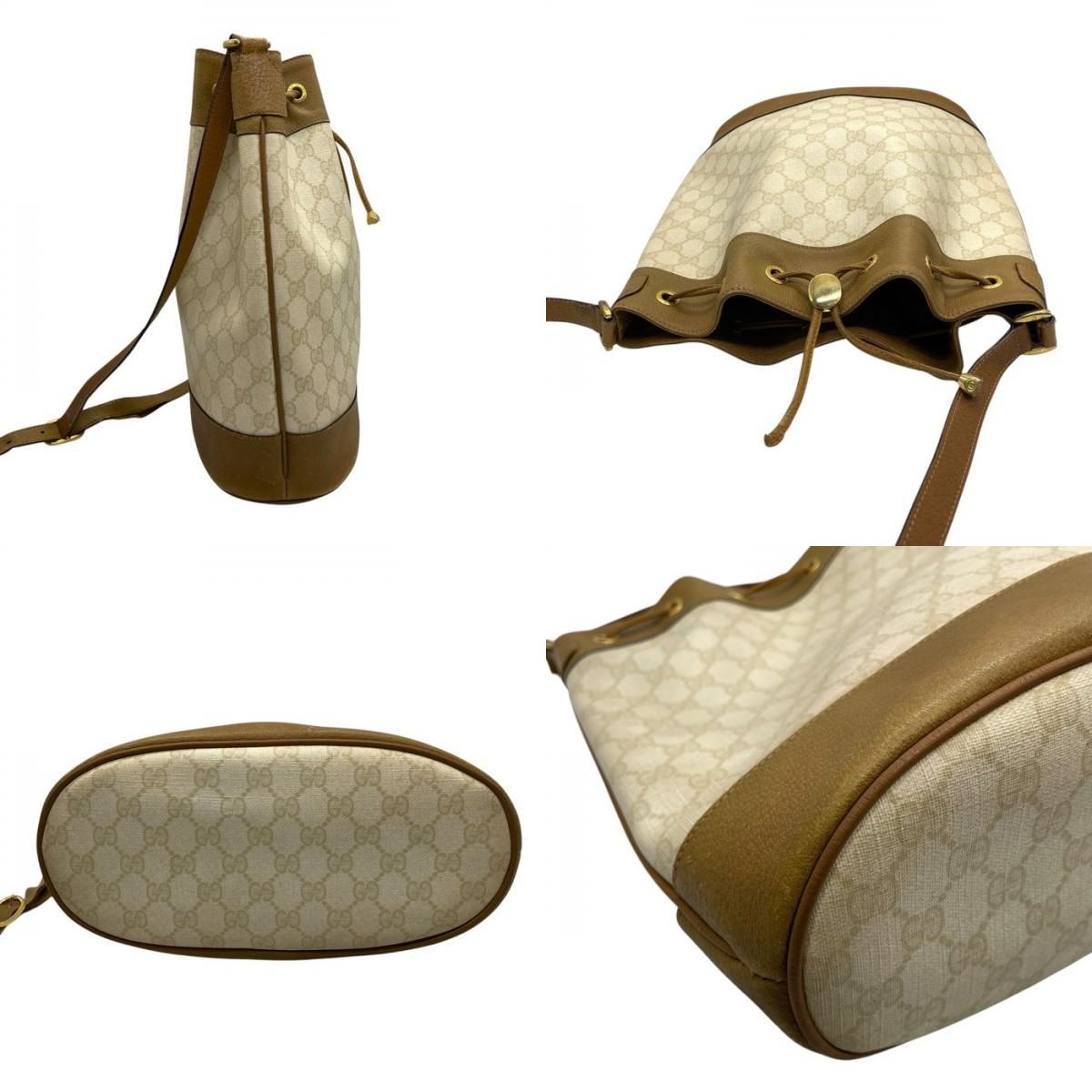 GUCCI オールドグッチ GGスプリーム 巾着 ショルダーバッグ PVC レザー