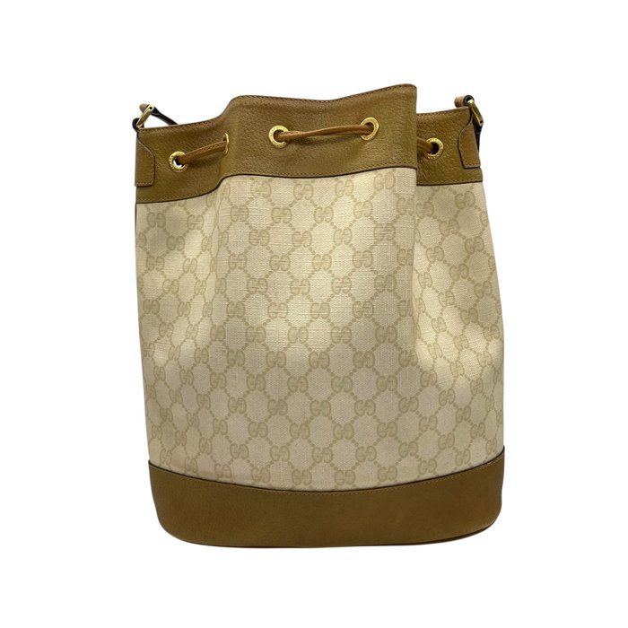 GUCCI オールドグッチ GGスプリーム 巾着 ショルダーバッグ PVC レザー