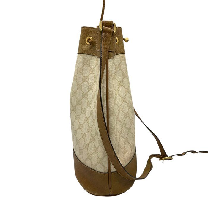 GUCCI オールドグッチ GGスプリーム 巾着 ショルダーバッグ PVC レザー