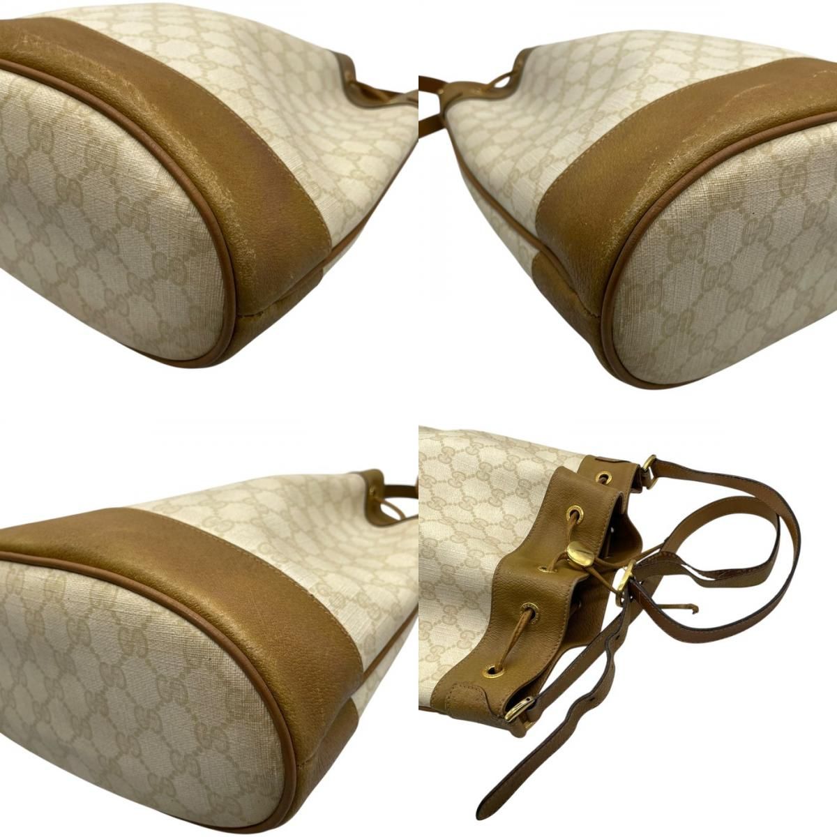 GUCCI オールドグッチ GGスプリーム 巾着 ショルダーバッグ PVC レザー