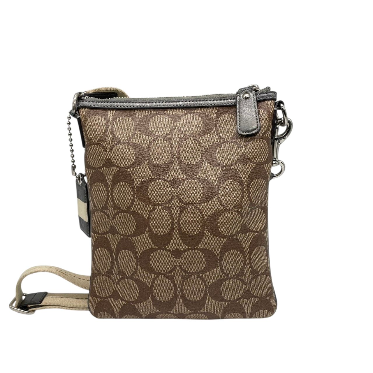 良品】コーチ COACH ヘリテージ ストライプ シグネチャー ショルダー