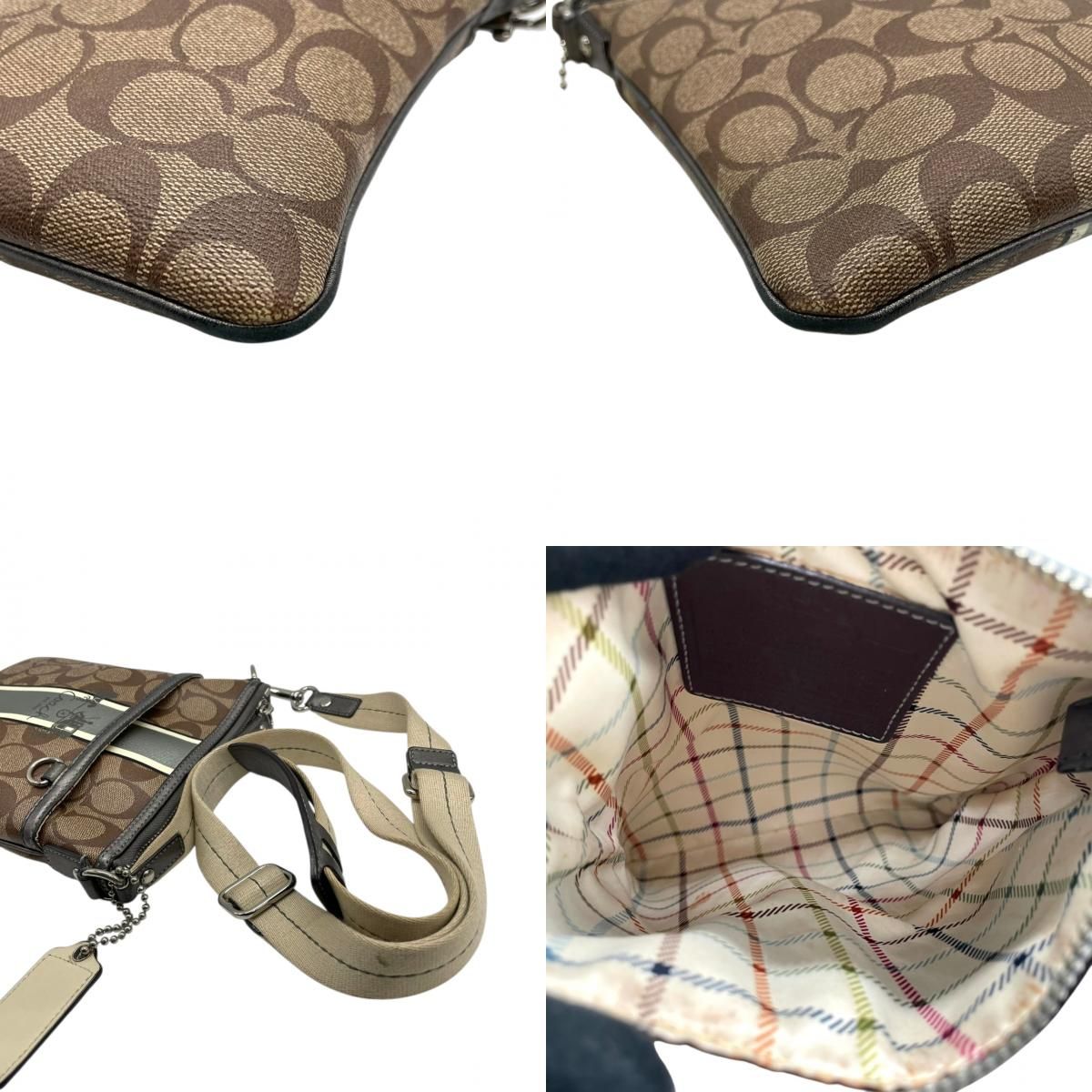 良品】コーチ COACH ヘリテージ ストライプ シグネチャー ショルダー