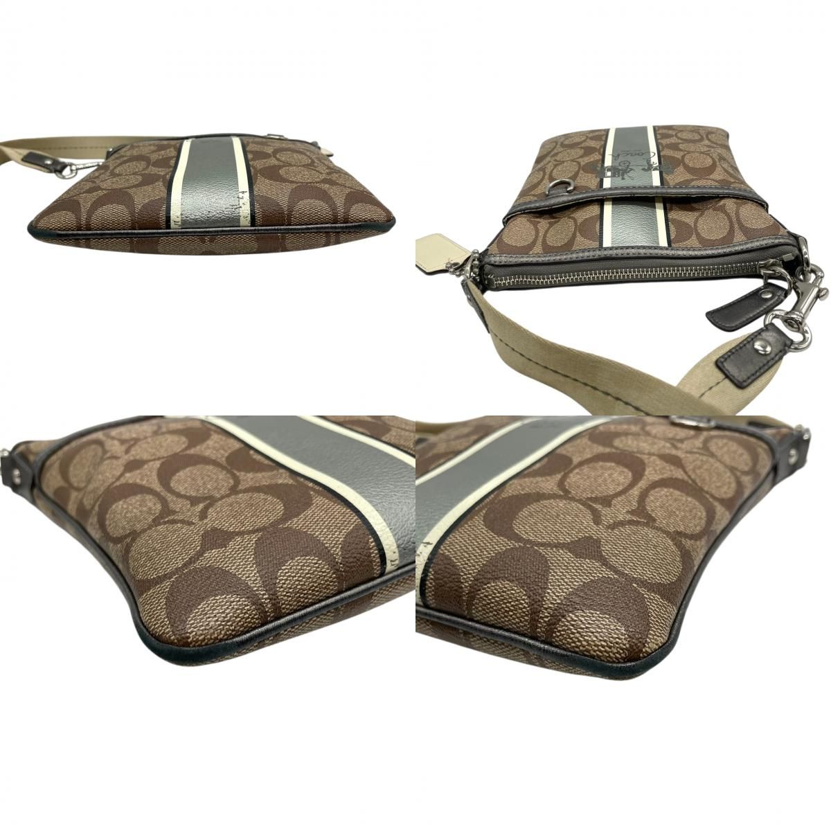 【良品】COACH コーチ ボディバッグ PVC ヘリテージストライプ メンズ 良品】コーチ COACH ヘリテージ ストライプ シグネチャー ショルダー