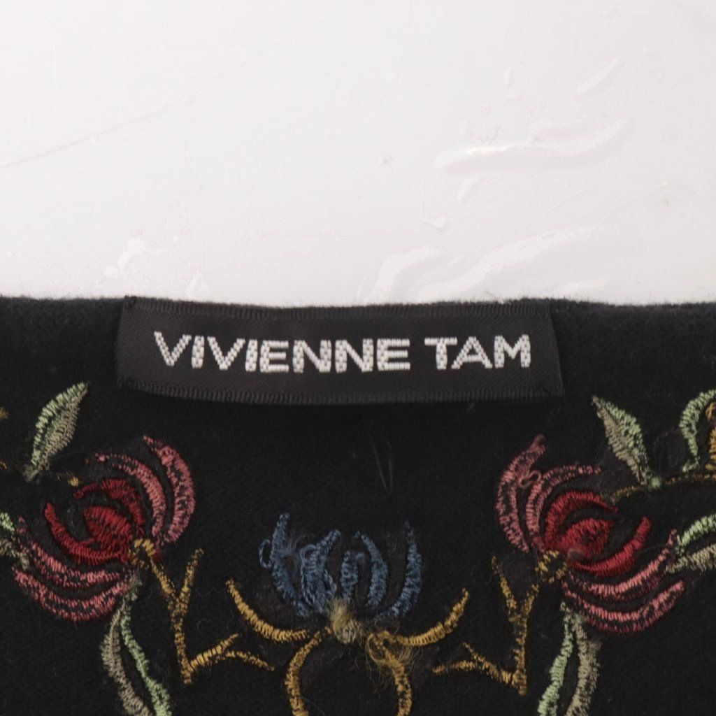 ヴィヴィアンタム VIVIENNE TAM カットソー 0 黒 ブラック 花柄刺繍
