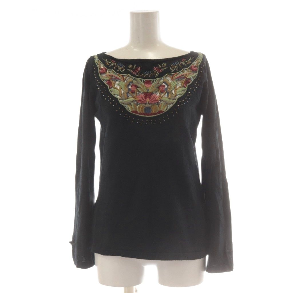 ヴィヴィアンタム VIVIENNE TAM ブラウス シルク 絹 刺繍 長袖 ヴィヴィアンタム VIVIENNE TAM カットソー 0 黒 ブラック 花柄刺繍