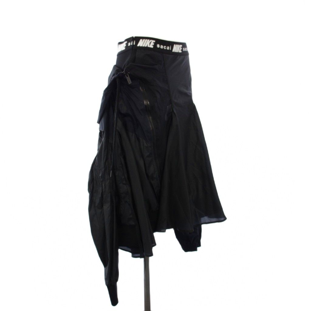 ナイキ NIKE サカイ SACAI 再構築ナイロンスカート 変形 ロング M 黒