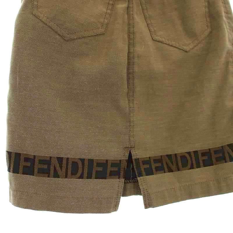 Fendi ロゴプリント タイトスカート 34 フェンディ FENDI ミニスカート ロゴ タイト スカート 42 ベージュ