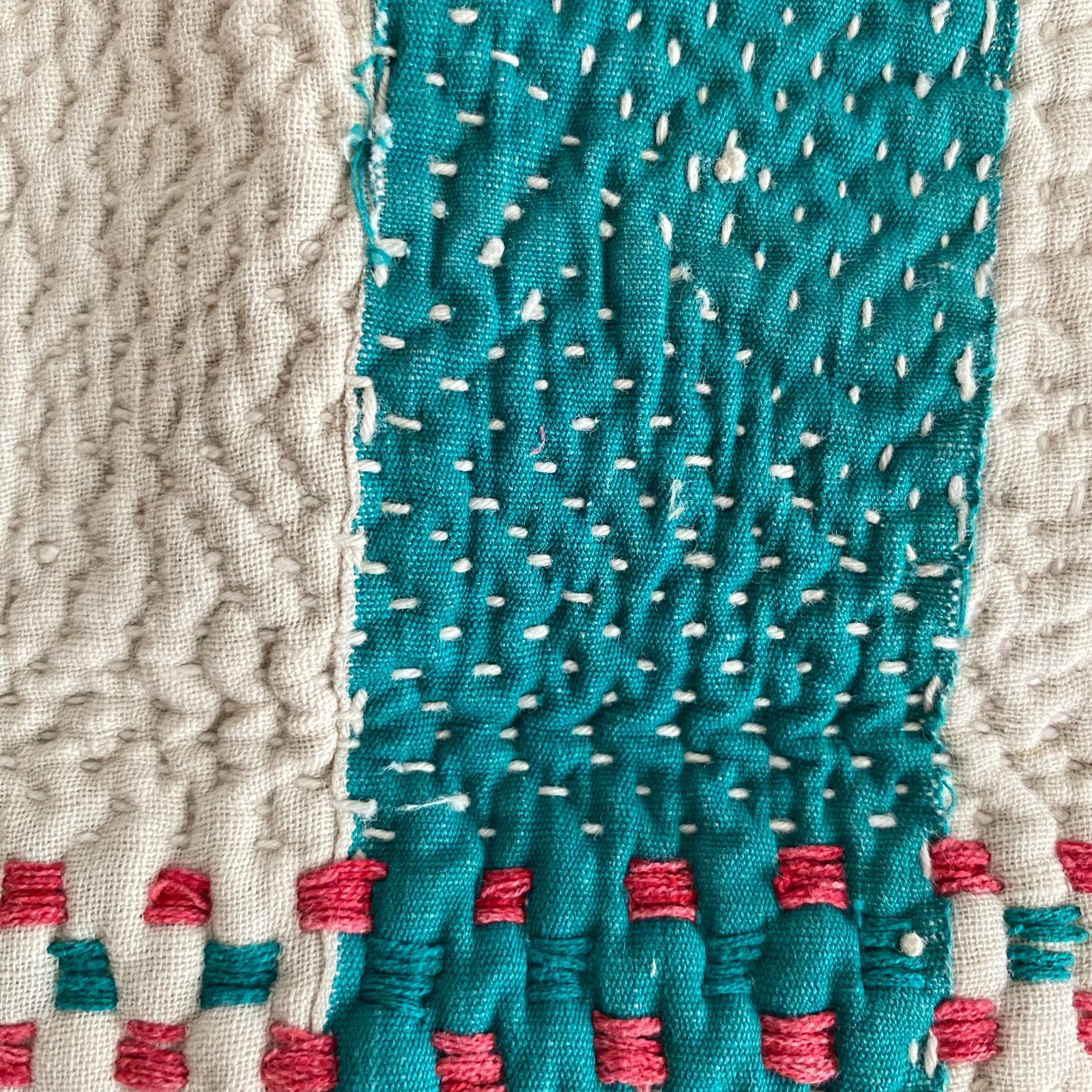 3577 ラリーキルト カンタキルト オールドファブリック ハギレ インド