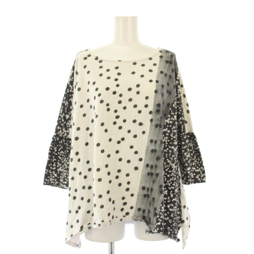 完売 センソユニコ 芽風 水玉 ドット 刺繍 カットソー リネン 完売