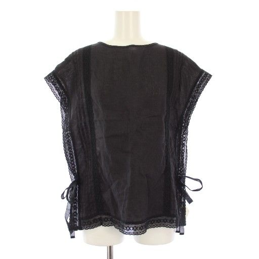 ネストローブ nest Robe リネン×レース タッカーベスト F 黒 01231