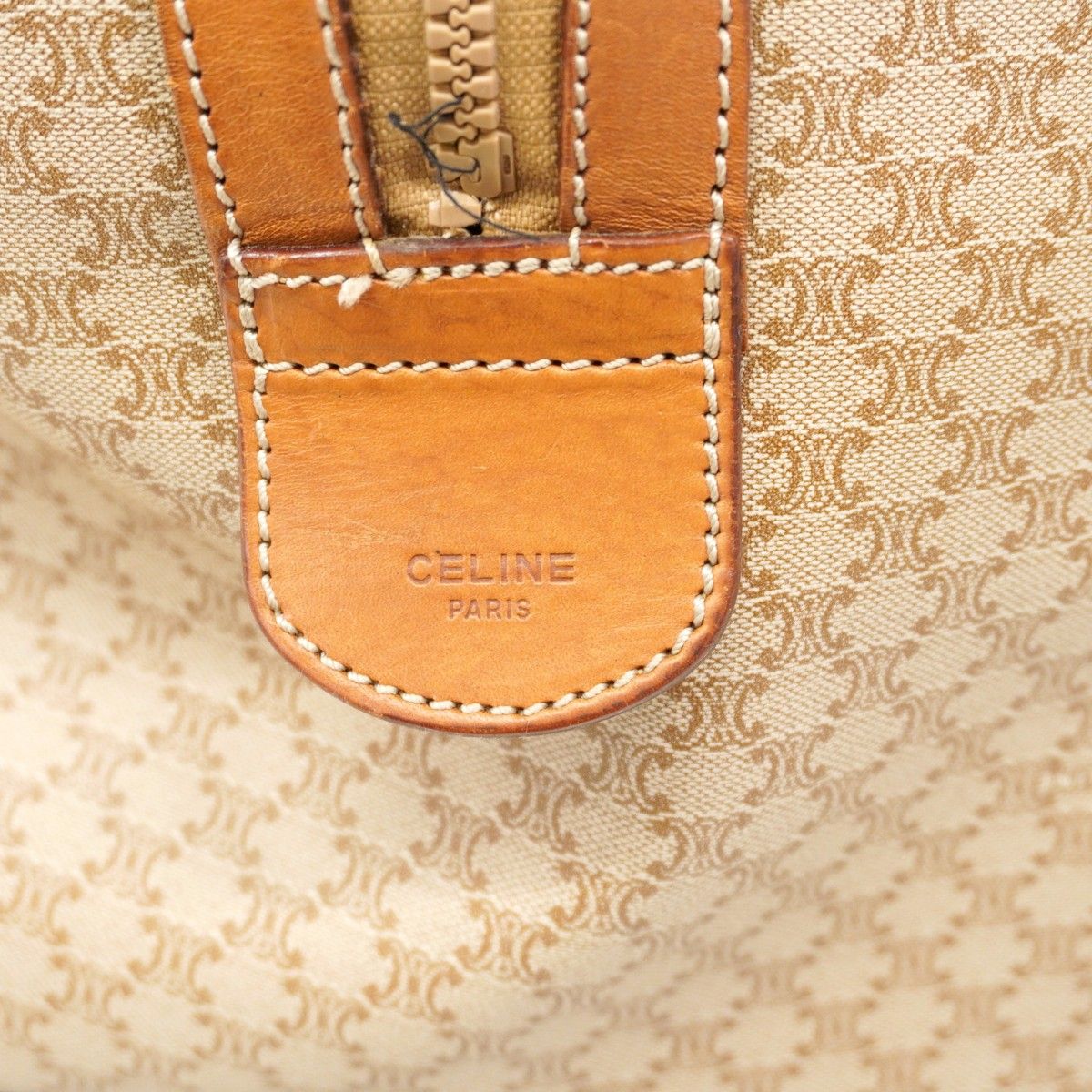 6ac1977-k】セリーヌ ボストンバッグ マカダム PVC ブラウン ゴールド