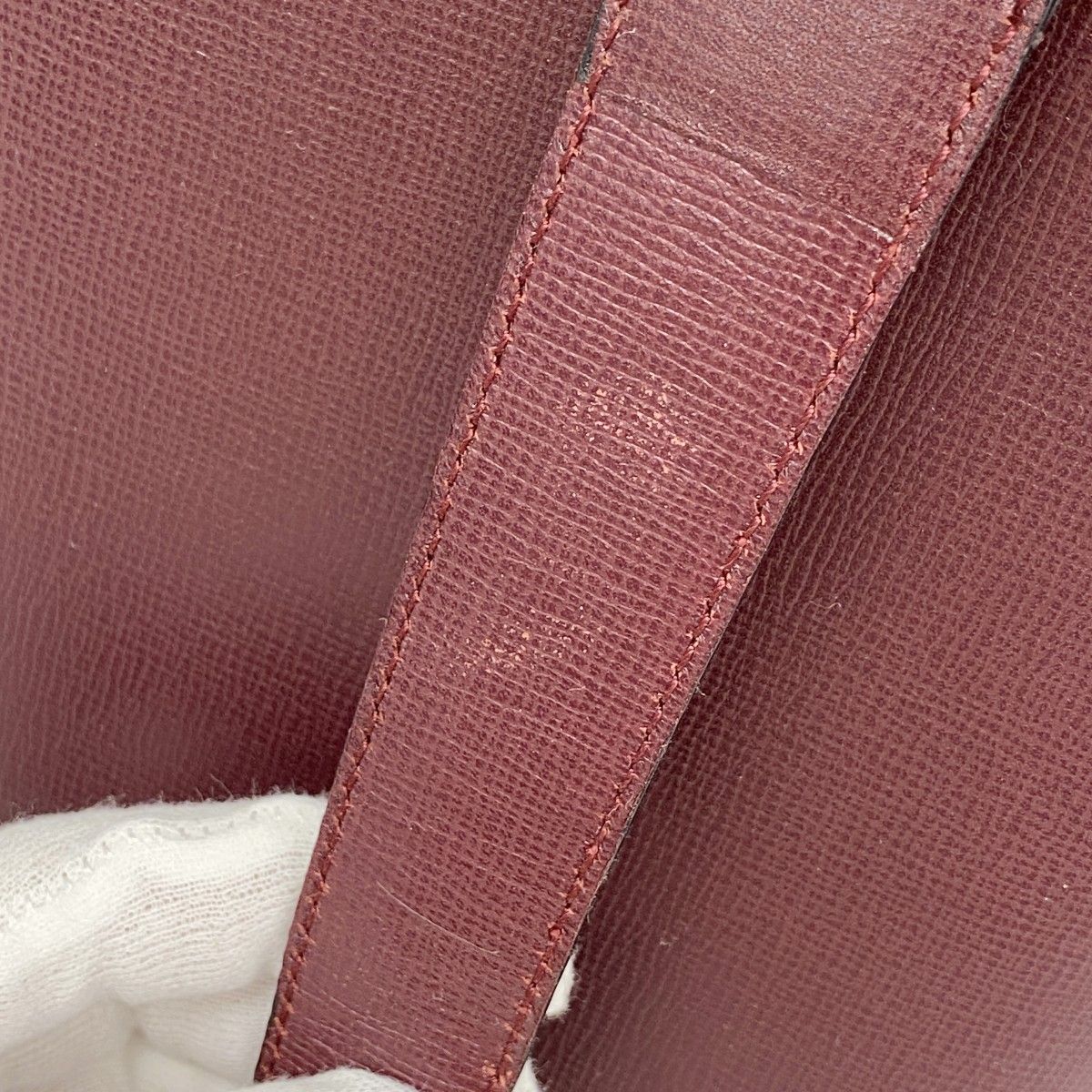 6ab1719】カルティエ ハンドバッグ マスト レザー ボルドー ゴールド  