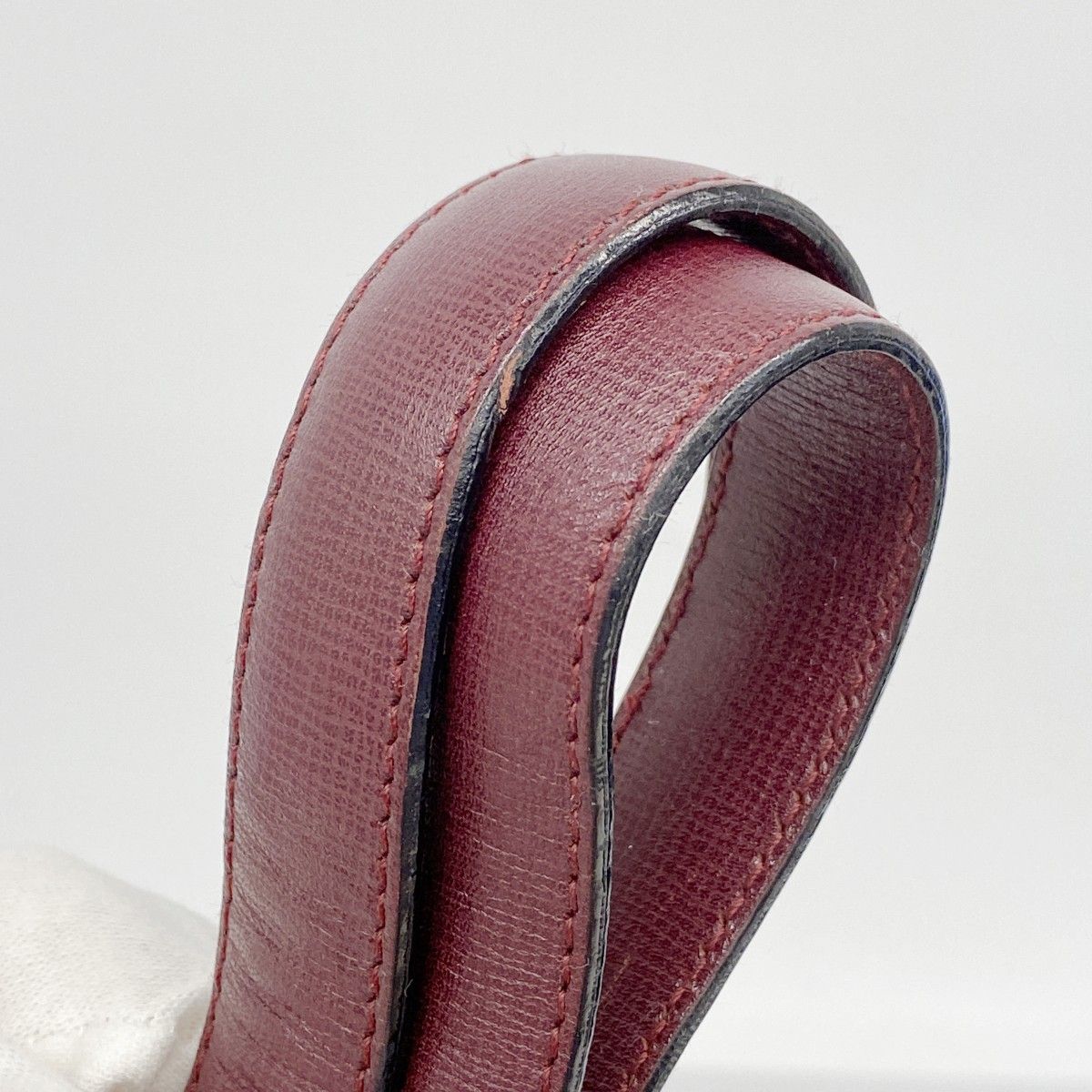 6ab1719】カルティエ ハンドバッグ マスト レザー ボルドー ゴールド  