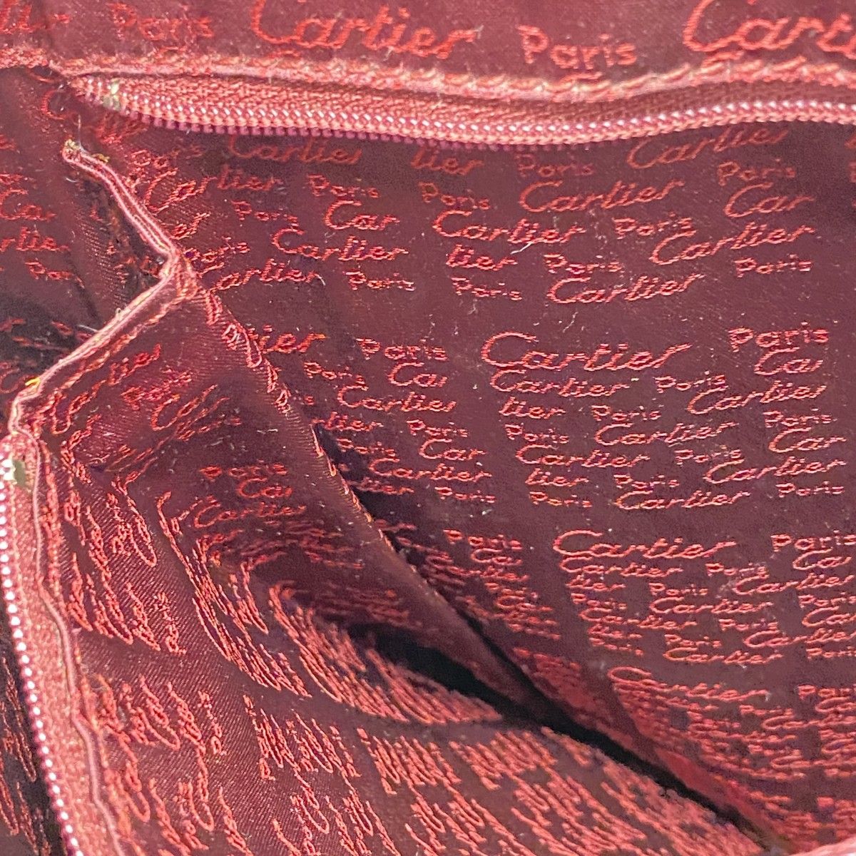 6ab1719】カルティエ ハンドバッグ マスト レザー ボルドー ゴールド  