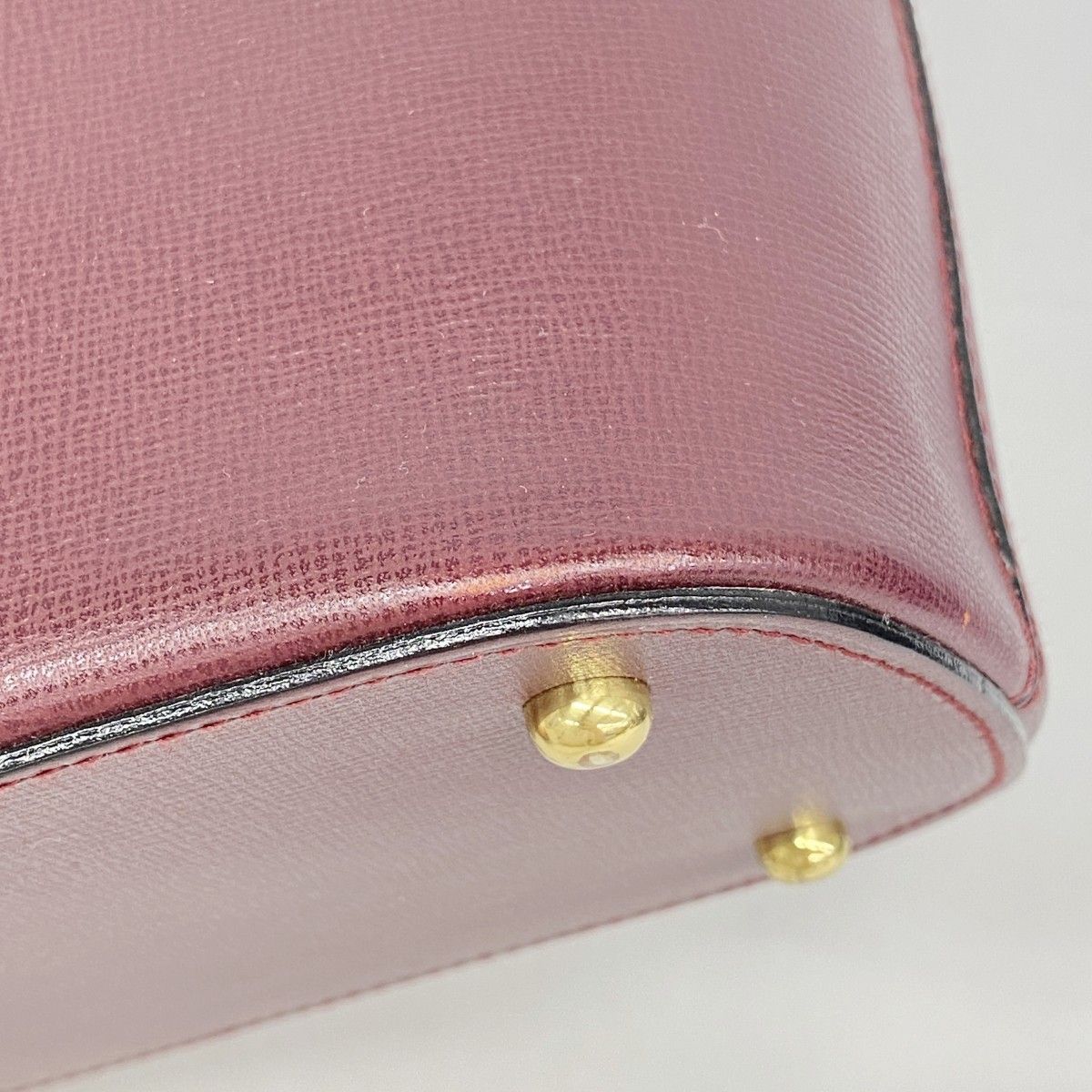 6ab1719】カルティエ ハンドバッグ マスト レザー ボルドー ゴールド  