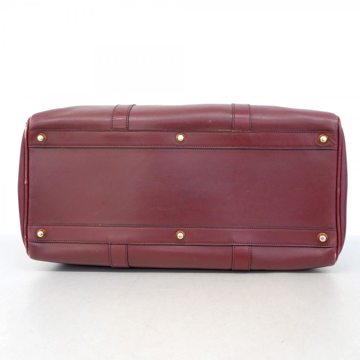 6ac1840】カルティエ ボストンバッグ マスト レザー ボルドー ゴールド