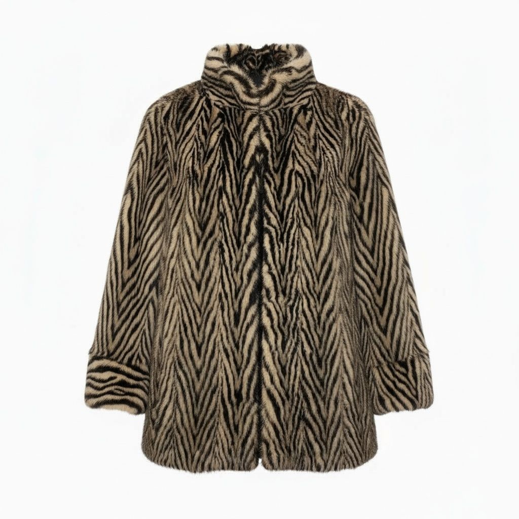 14a15 SAGA MINK サガミンク ゼブラ柄 ミンクコート サイズ9 ブラック