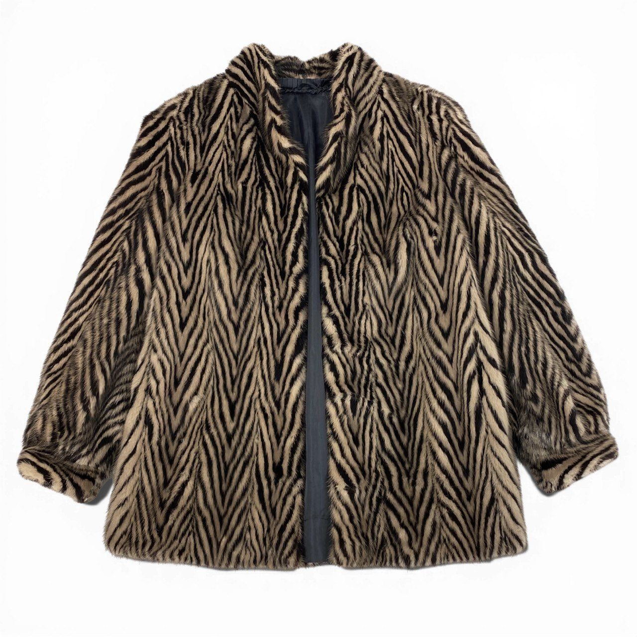 14a15 SAGA MINK サガミンク ゼブラ柄 ミンクコート サイズ9 ブラック