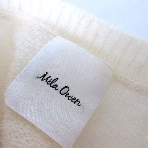 ミラオーウェン Mila Owen ニット カーディガン コーディガン ロング トッパー モヘア ウール 長袖 F アイボリー