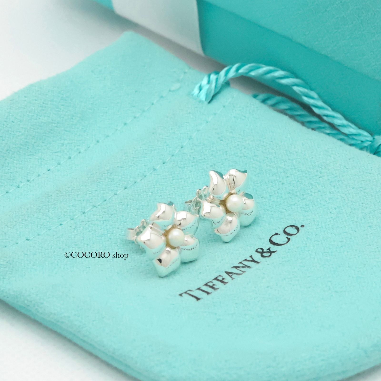 美品】ティファニー TIFFANY&Co. フラワー パール スタッド ピアス