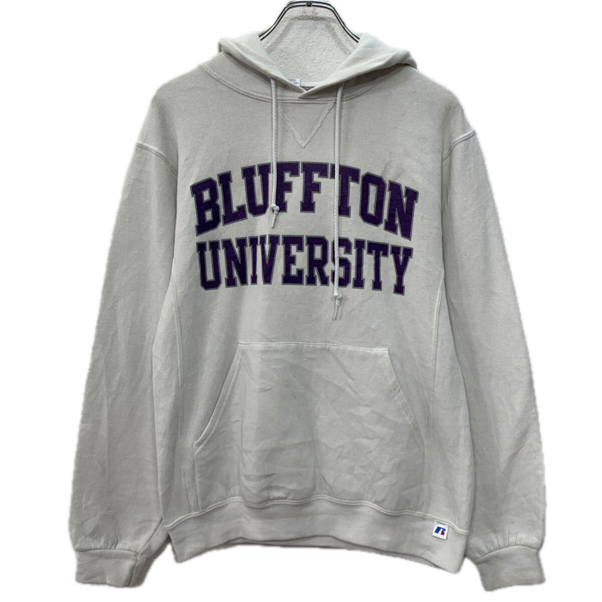 RUSSELL ATHLETIC プリントスウェット パーカー S ホワイト パープル