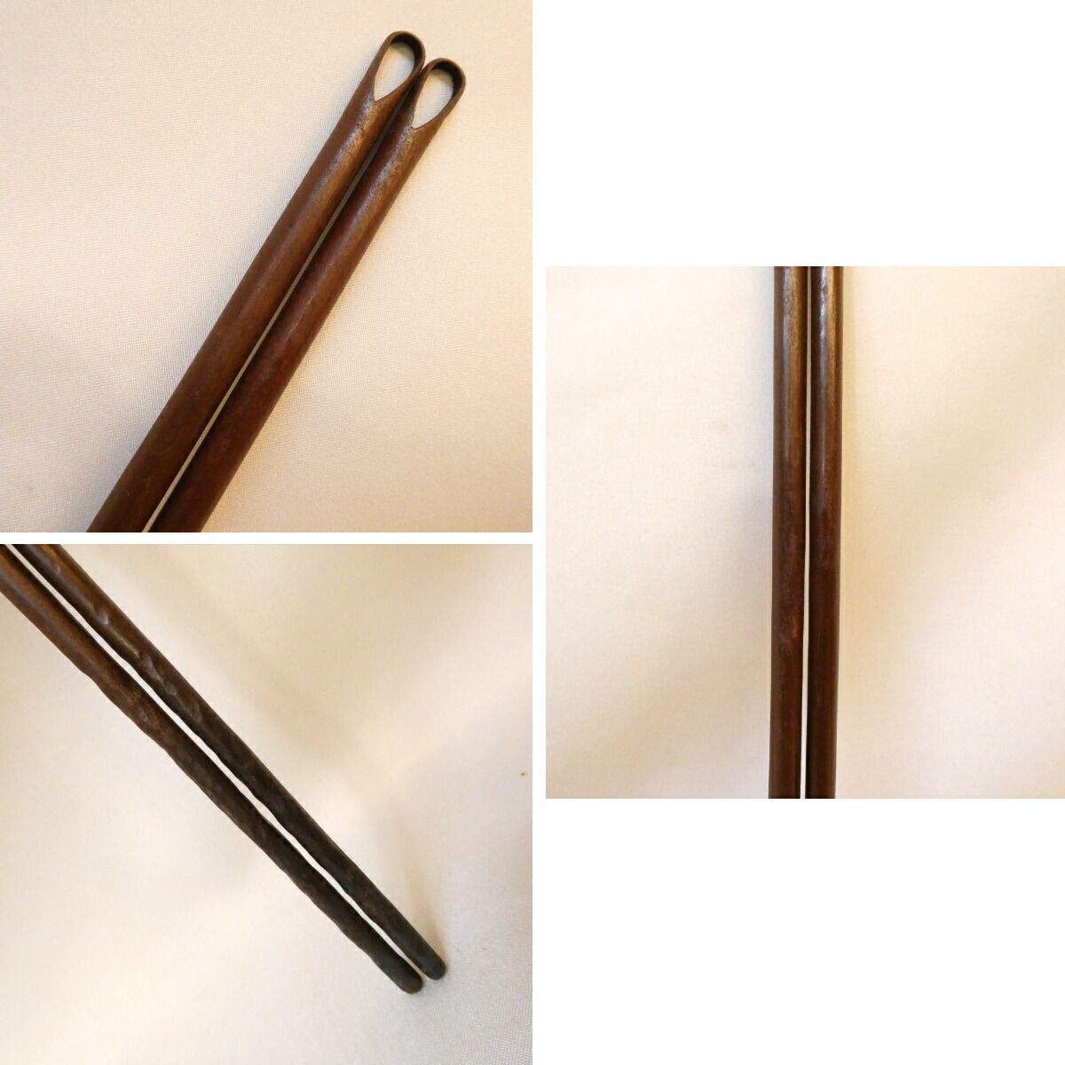 炉 風炉 一双】御釜師 十三代 宮崎寒雉作 利休 火箸 弐 桑柄炉用 鉄