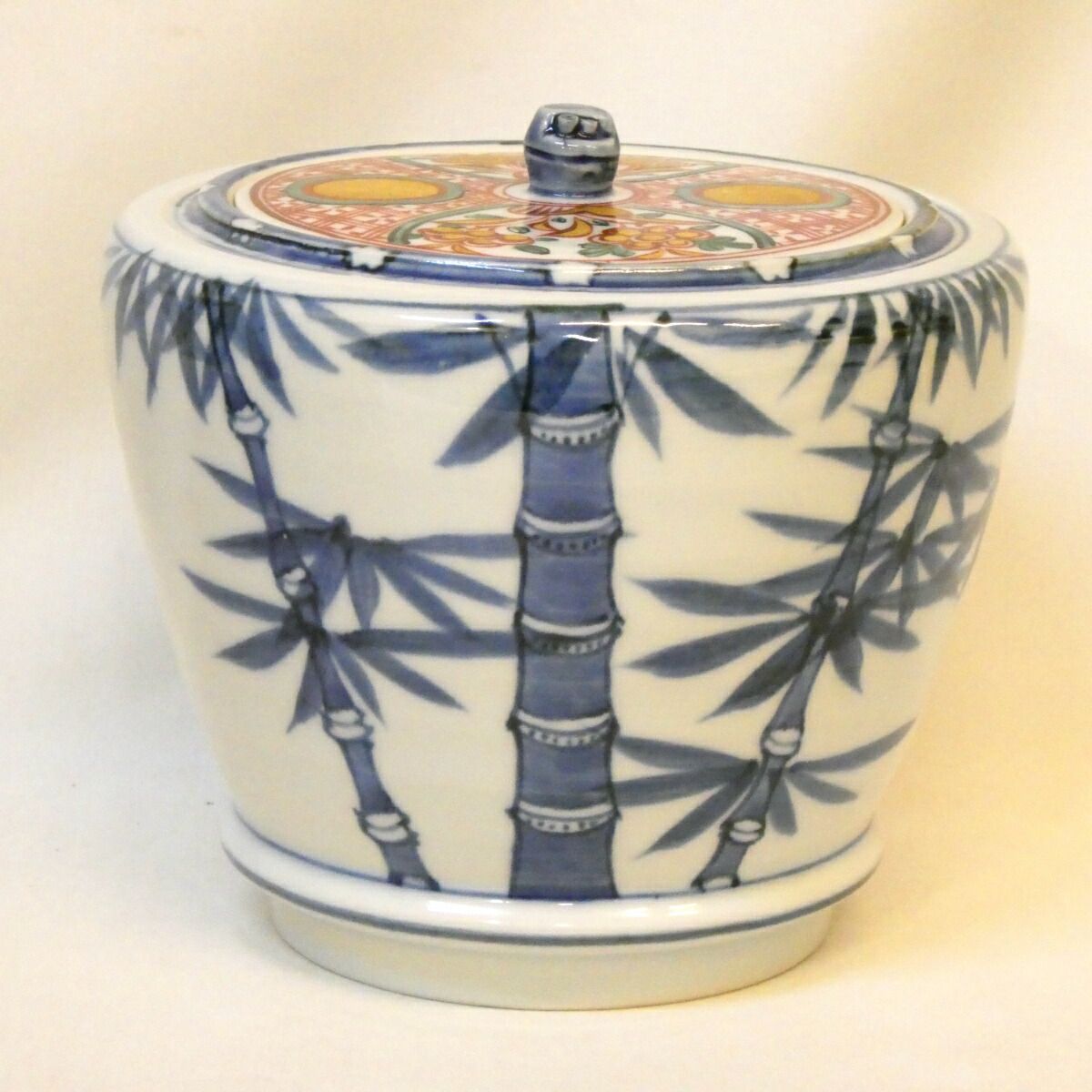 堀内宗完宗匠書付】眞葛焼 宮川香斎(真葛香斎)作 染付 竹之絵 水指