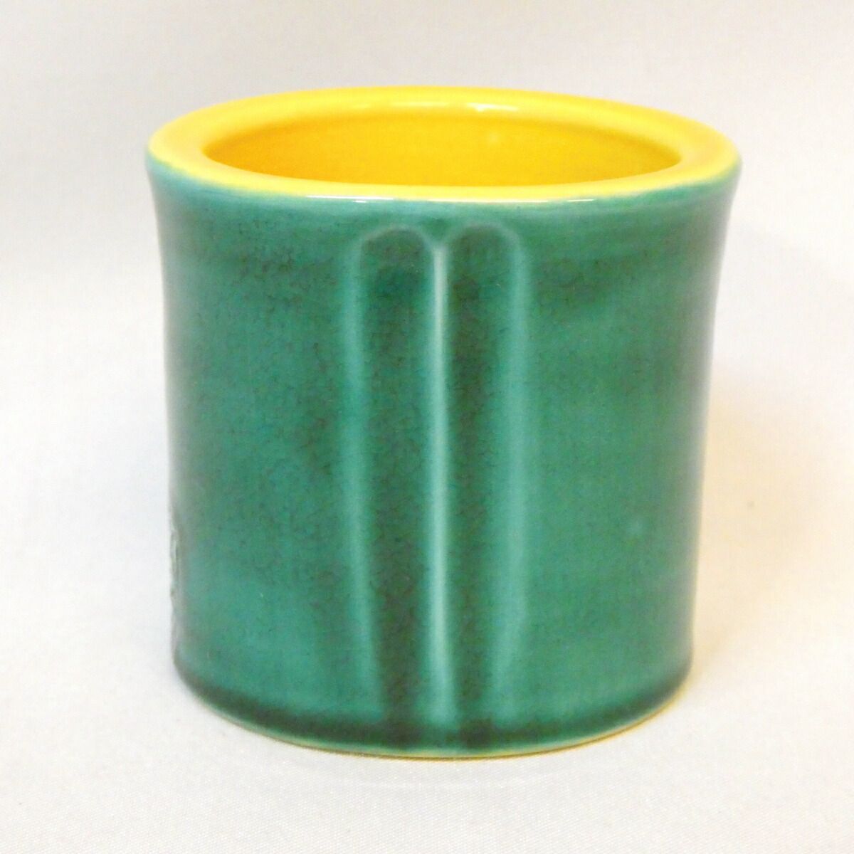 眞葛焼 宮川香斎(真葛香斎)作 青交趾 竹 蓋置 茶道具 【中古 美品