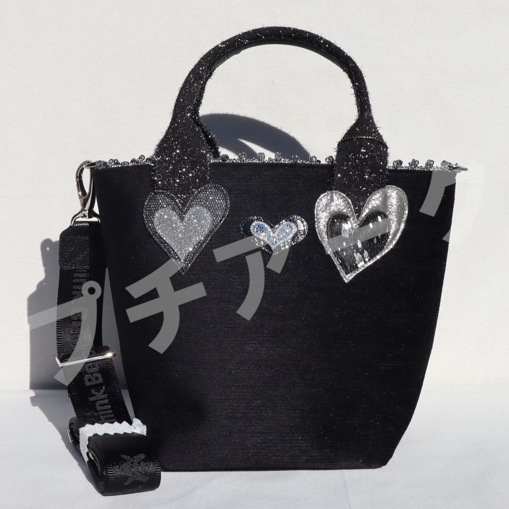 シンクビー バッグ 定価22,000円 ミニトート グリッターブラックハート