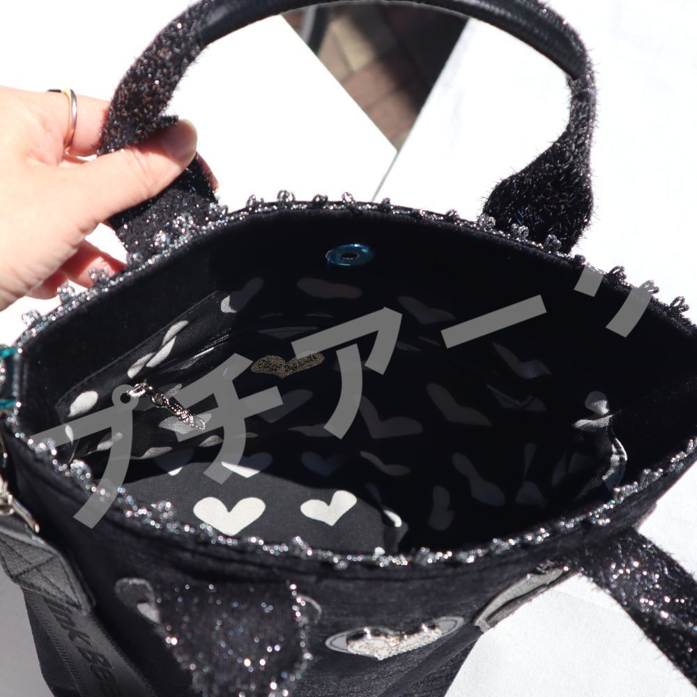 シンクビー バッグ 定価22,000円 ミニトート グリッターブラックハート