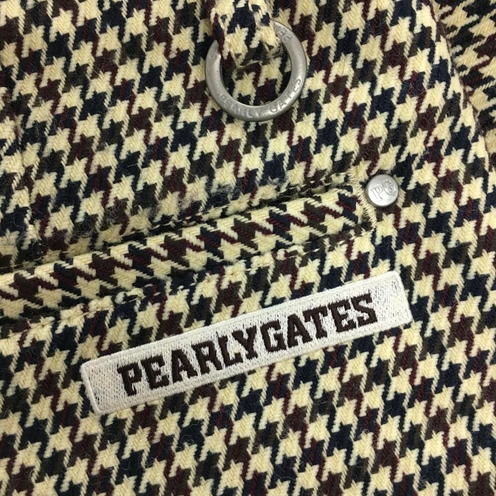 超美品】パーリーゲイツ パンツ ライトベージュ×ボルドー 千鳥格子