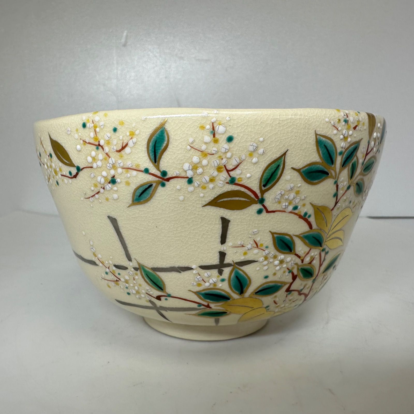 ☆茶3 和泉寛斎造 色絵印花茶碗 共箱 直径12.4cm 東K8-0115① - メルカリ