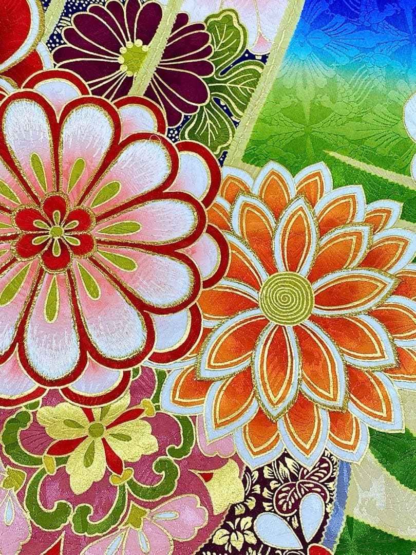 振袖 刺繍 金彩 紋意匠 身丈177cm 撥水加工済 トールサイズ MO3295 