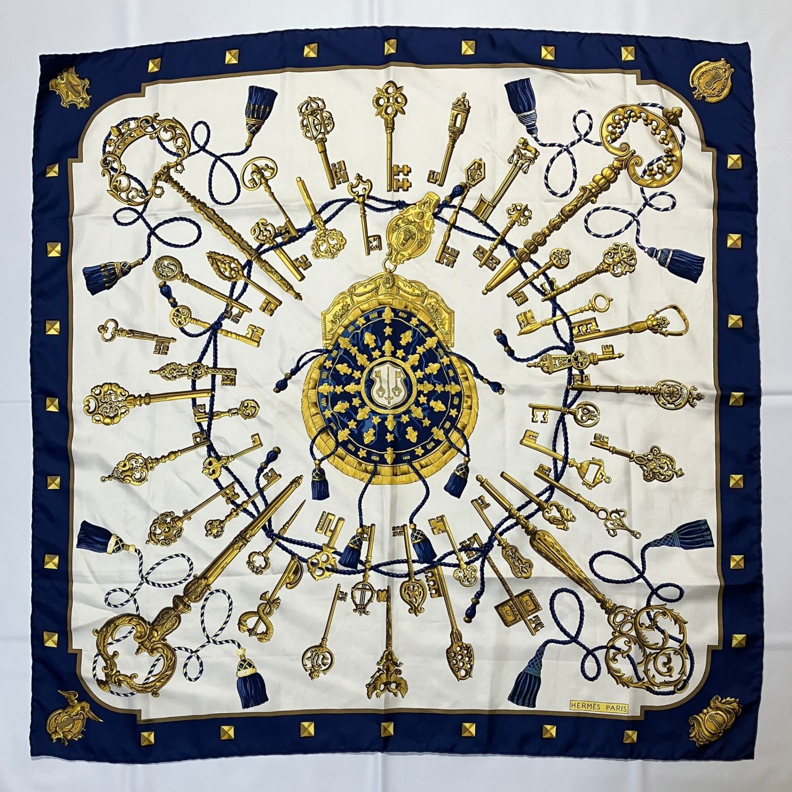 2510-449｜エルメス カレ 90 スカーフ シルク ネイビー - メルカリ